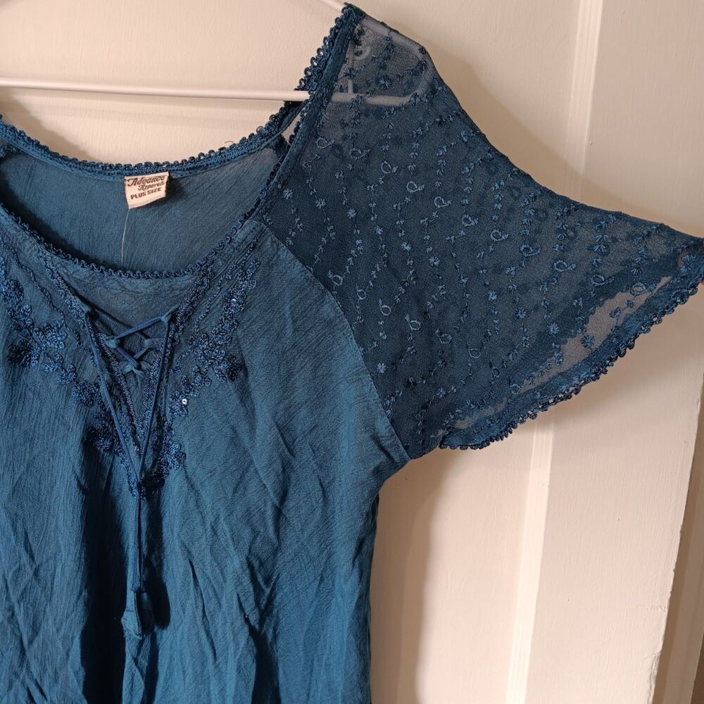 Boho Fairycore Embroidered Tunic Top Plus Size NWT Advance Apparels Festival - Picture 10 of 10